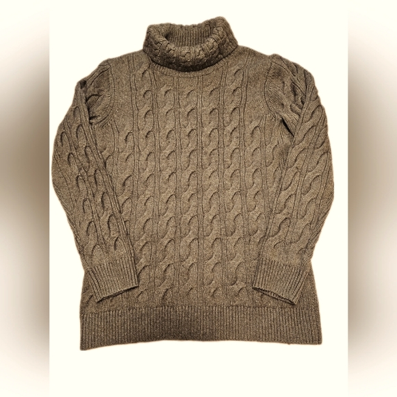 L.L. Bean Sweaters - Womens LL Bean Cable Turtleneck Wool Blend Sweater Size XL EUC